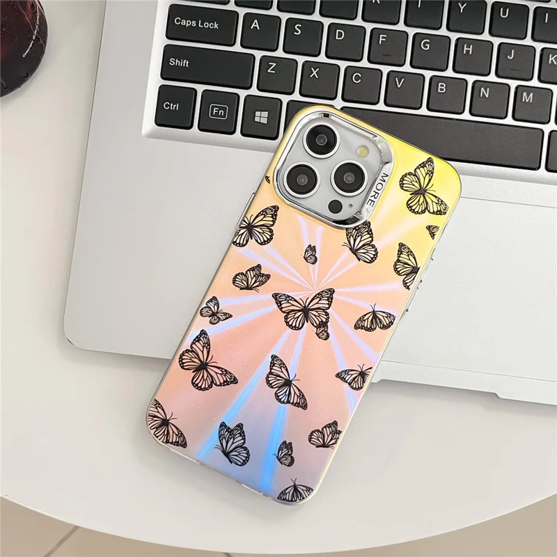 For iPhone 13 Pro Max Case PC+TPU Phone Cover Colorful Laser Butterfly - AB3