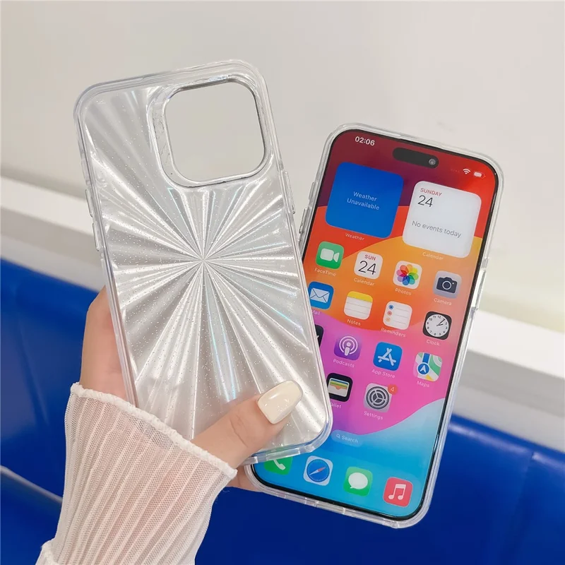 Til iPhone 14 Pro Max hylse med sommerfuglmønster, elektropladering og lasereffekt, PC+TPU telefonbeskytter - AB3