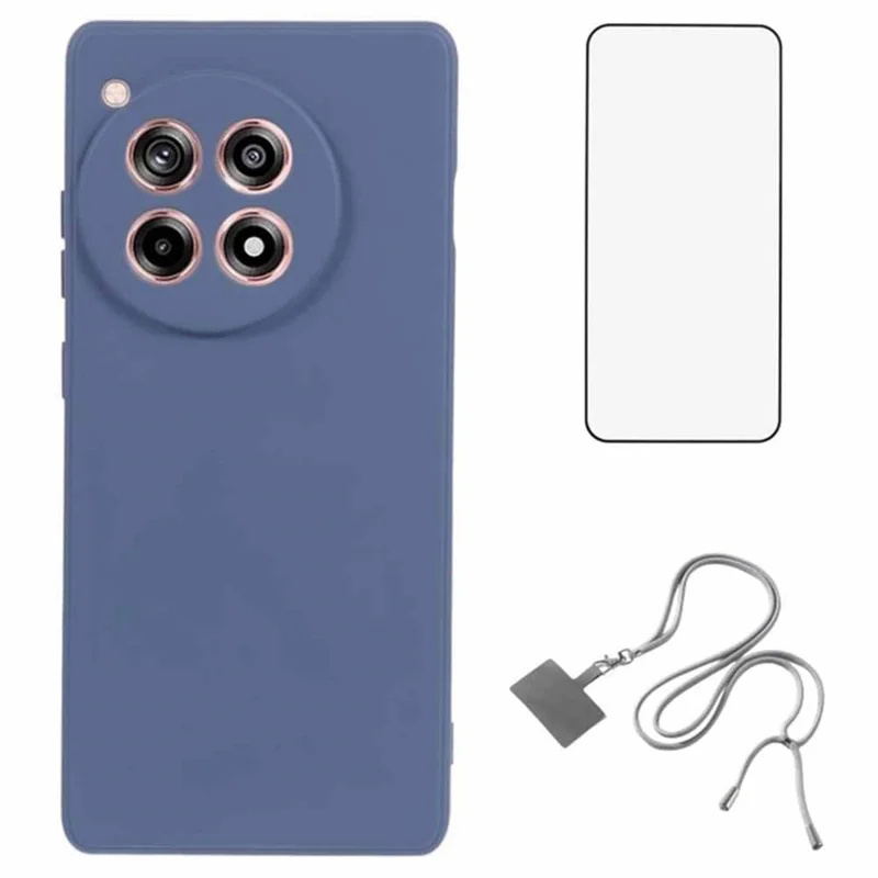 WANLONFENG RB1 Série Pour OnePlus 12 5G Coque Soft Liner Étui TPU avec Film en Verre Trempé - Gris Lavande