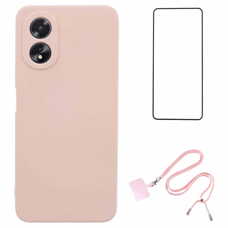 WANLONFENG RB1 Series For Oppo A78 4G Case TPU Phone Cover Mobile Accessories Set 3-in-1 - Pink