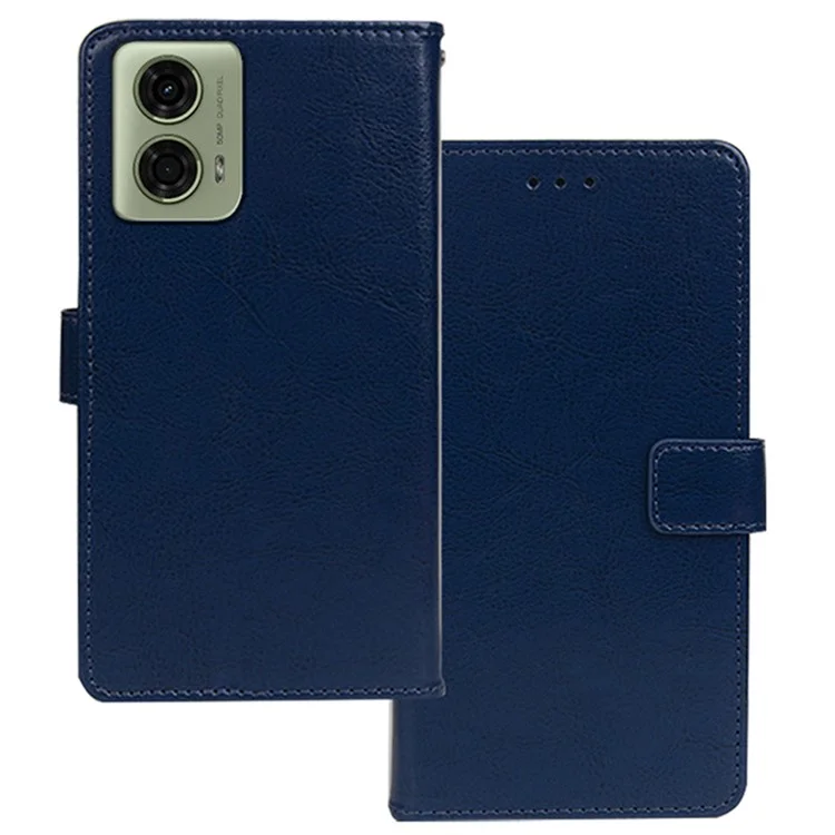 IDEWEI per Motorola Moto E14 4G / G04 4G / G04s 4G / G24 4G Custodia Texture Crazy Horse Leather Phone Cover con 3 slot per schede - Blu