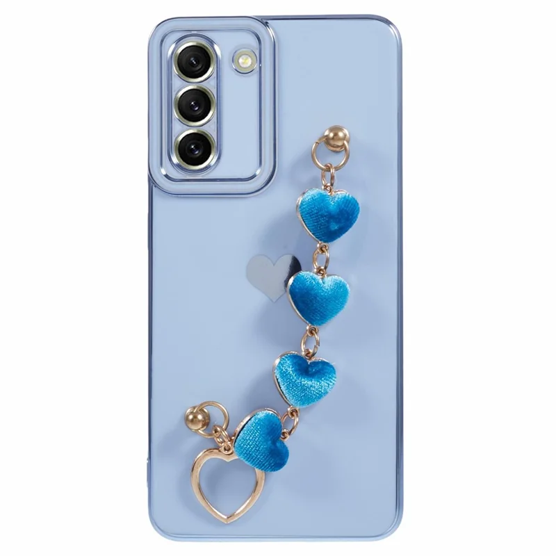 For Samsung Galaxy S21 4G / 5G Case TPU Love Hearts Aesthetic Cover with Strap Chain - Blue