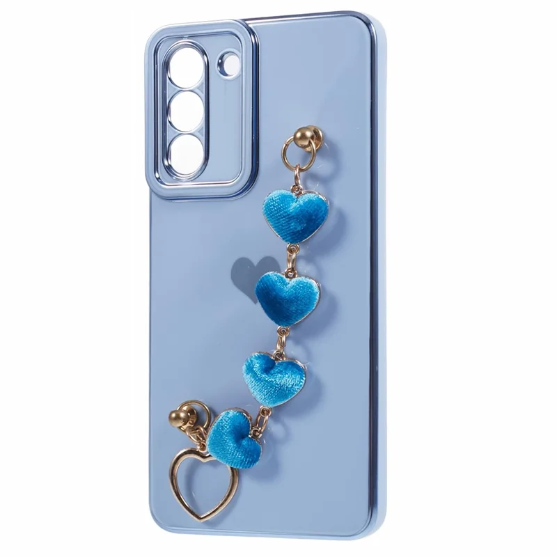 For Samsung Galaxy S21 4G / 5G Case TPU Love Hearts Aesthetic Cover with Strap Chain - Blue