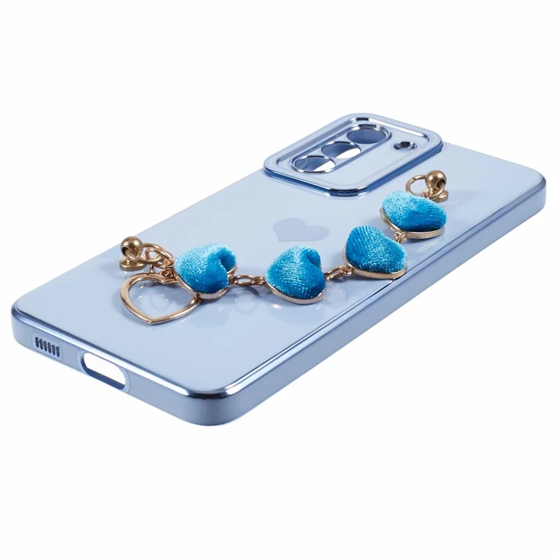 For Samsung Galaxy S21 4G / 5G Case TPU Love Hearts Aesthetic Cover with Strap Chain - Blue