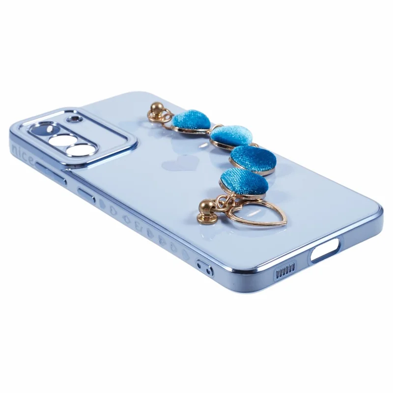 For Samsung Galaxy S21 4G / 5G Case TPU Love Hearts Aesthetic Cover with Strap Chain - Blue