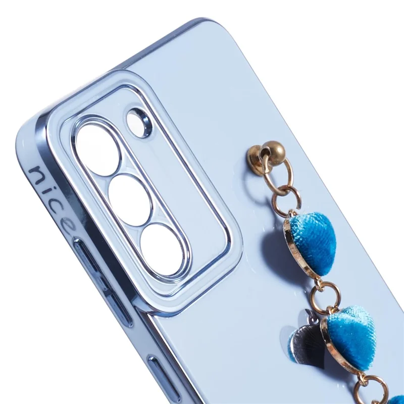 For Samsung Galaxy S21 4G / 5G Case TPU Love Hearts Aesthetic Cover with Strap Chain - Blue