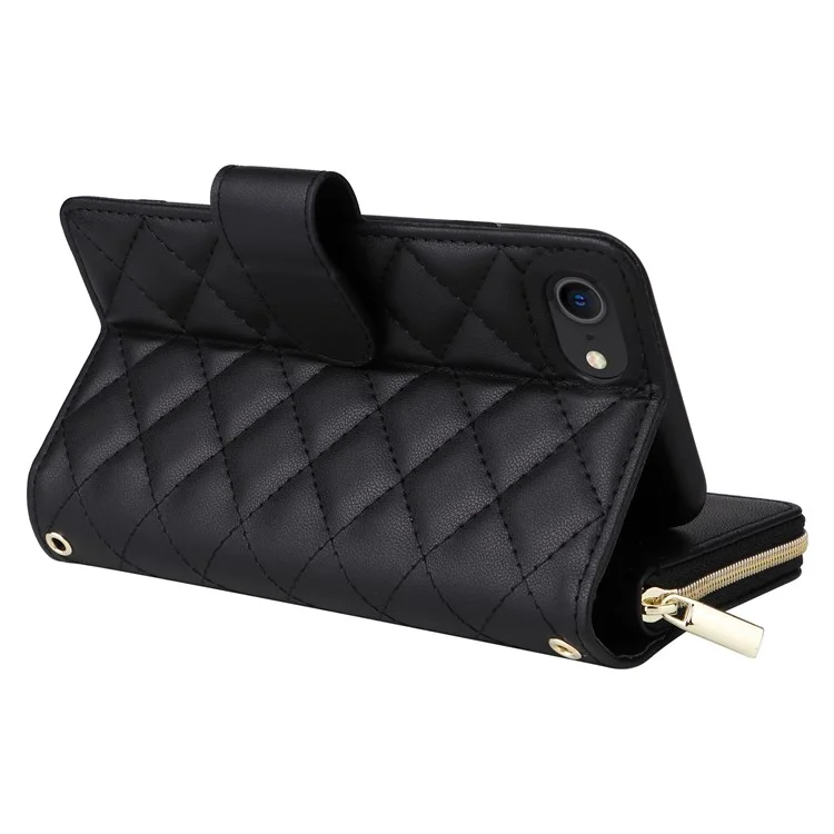 Per iPhone 6 / 6s / 7 / 8 / SE (2020) / SE (2022) Case Zipper Wallet PU Leather Phone Cover - Nero