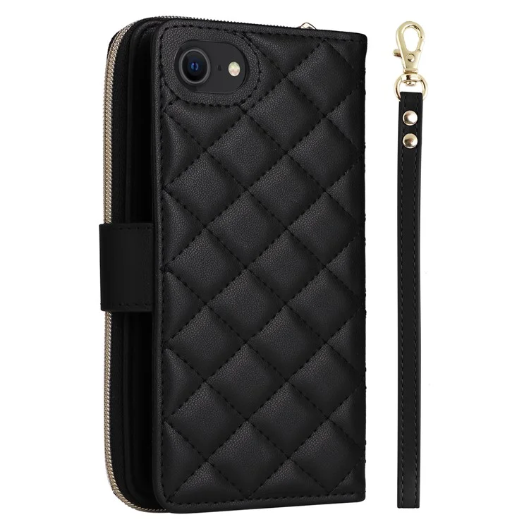 Per iPhone 6 / 6s / 7 / 8 / SE (2020) / SE (2022) Case Zipper Wallet PU Leather Phone Cover - Nero