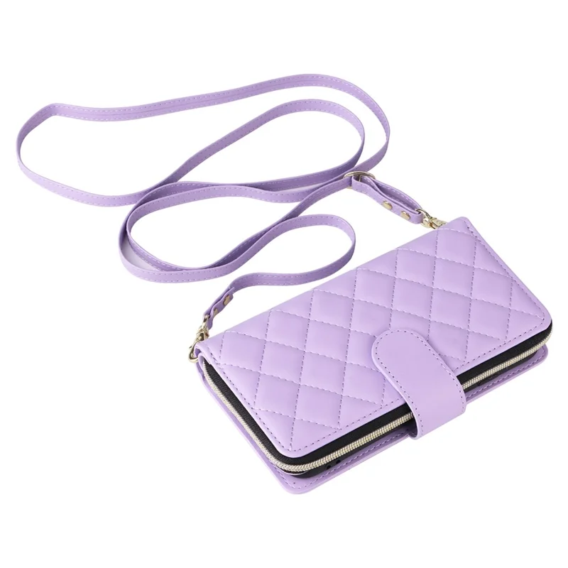 For iPhone 6 / 6s / 7 / 8 / SE (2020) / SE (2022) Case Zipper Wallet PU Leather Phone Cover -  Purple