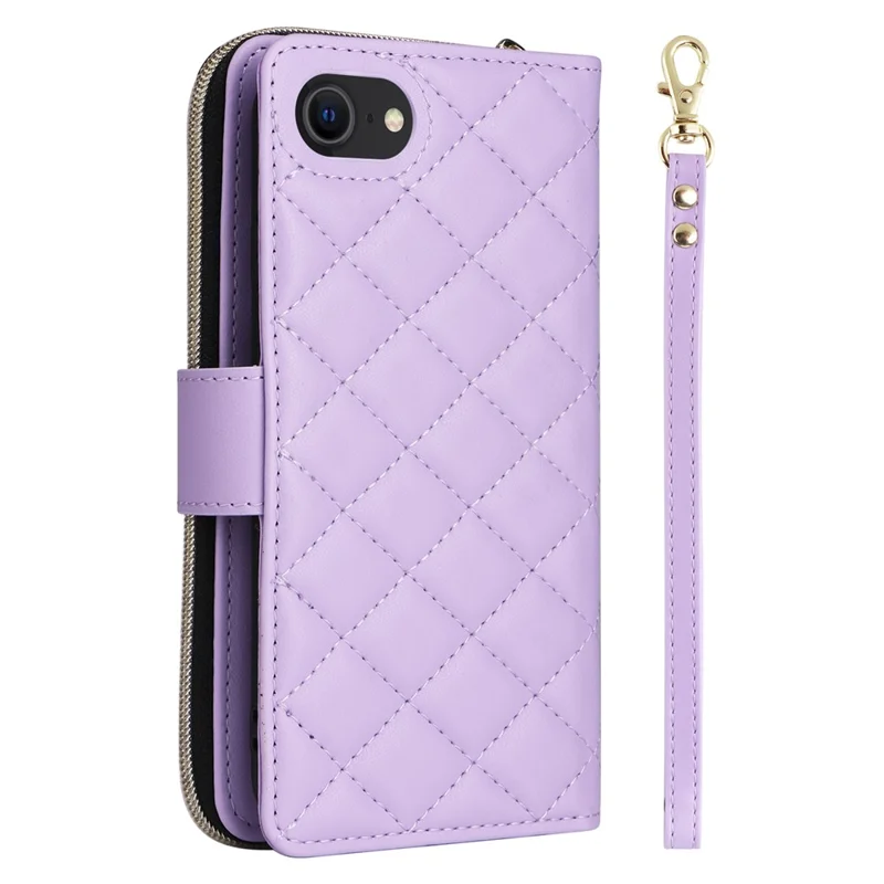 For iPhone 6 / 6s / 7 / 8 / SE (2020) / SE (2022) Case Zipper Wallet PU Leather Phone Cover -  Purple