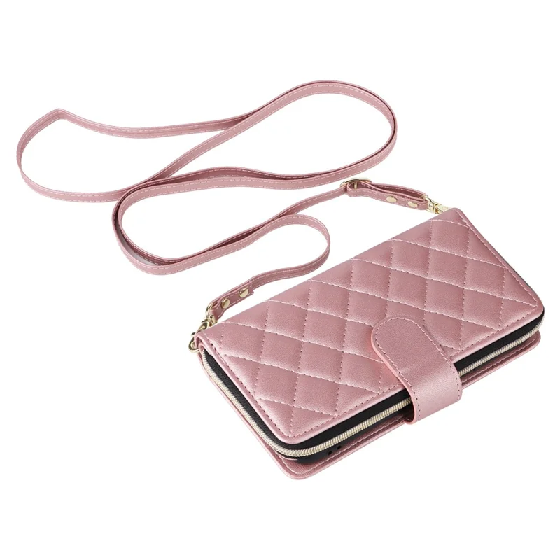 For iPhone 6 / 6s / 7 / 8 / SE (2020) / SE (2022) Case Zipper Wallet PU Leather Phone Cover -  Rose Gold