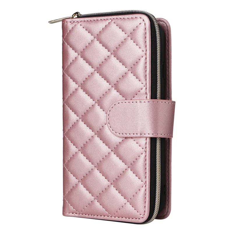 For iPhone 6 / 6s / 7 / 8 / SE (2020) / SE (2022) Case Zipper Wallet PU Leather Phone Cover -  Rose Gold