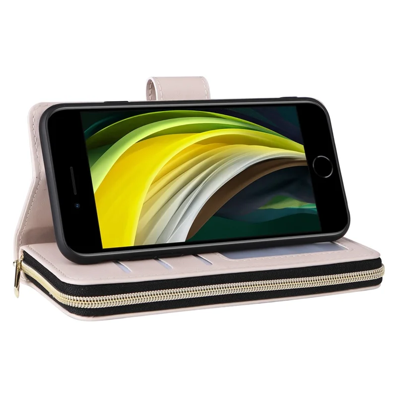 Per iPhone 6 / 6s / 7 / 8 / SE (2020) / SE (2022) Custodia Portafoglio Cerniera Pelle PU Cover Telefonica - Beige