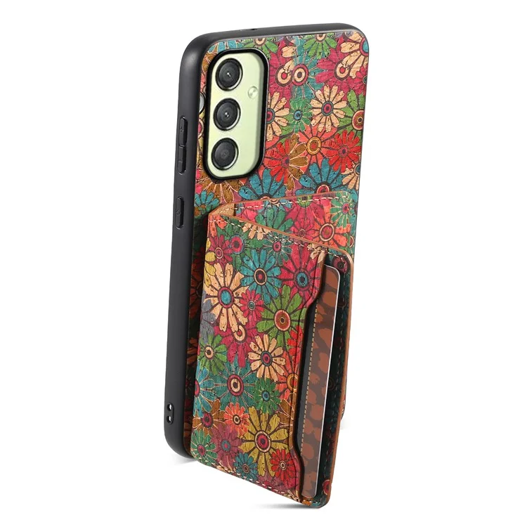 Per Samsung Galaxy A25 5G (Globale) (161,0 X 76,5 X 8,3 mm) Custodia con stampa floreale PU+TPU+PC Custodia per telefono con supporto - Primavera / Verde