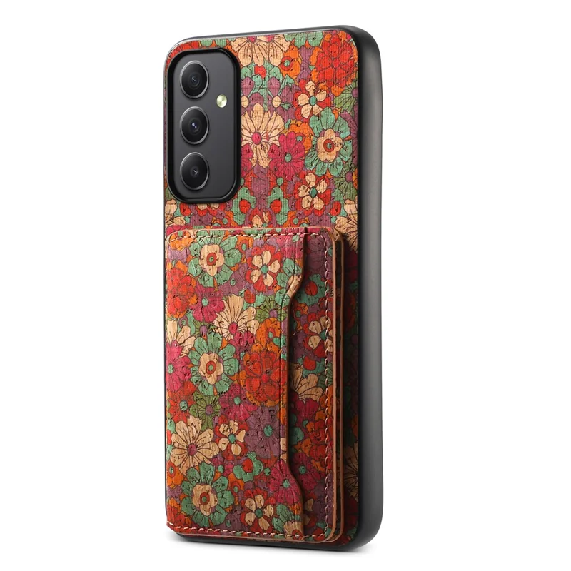 For Samsung Galaxy A35 5G Cases Floral Pattern PU+TPU+PC Kickstand Phone Cover Card Slot - Summer / Red