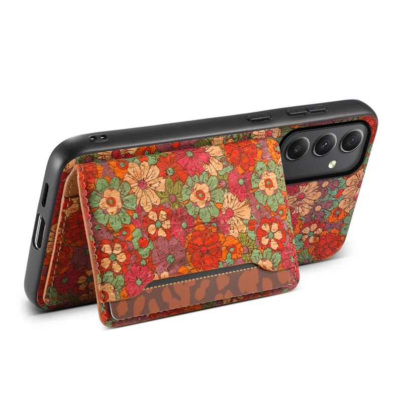 For Samsung Galaxy A35 5G Cases Floral Pattern PU+TPU+PC Kickstand Phone Cover Card Slot - Summer / Red