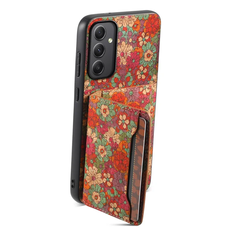 For Samsung Galaxy A35 5G Cases Floral Pattern PU+TPU+PC Kickstand Phone Cover Card Slot - Summer / Red