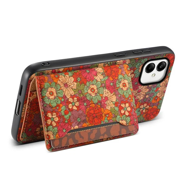 For Samsung Galaxy A05 4G Cases Floral Pattern Card Slot Kickstand PU+TPU+PC Phone Cover - Summer / Red