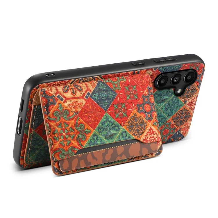 For Samsung Galaxy A15 5G Case Floral Pattern Card Slot Kickstand PU+TPU+PC Phone Shell - Winter / Blue