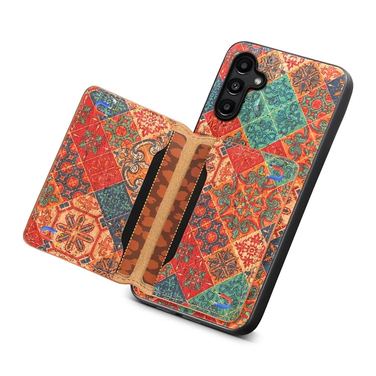 For Samsung Galaxy A15 5G Case Floral Pattern Card Slot Kickstand PU+TPU+PC Phone Shell - Winter / Blue