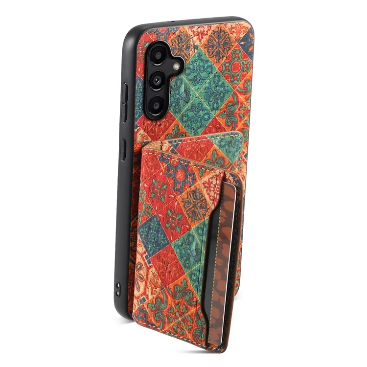 For Samsung Galaxy A15 5G Case Floral Pattern Card Slot Kickstand PU+TPU+PC Phone Shell - Winter / Blue