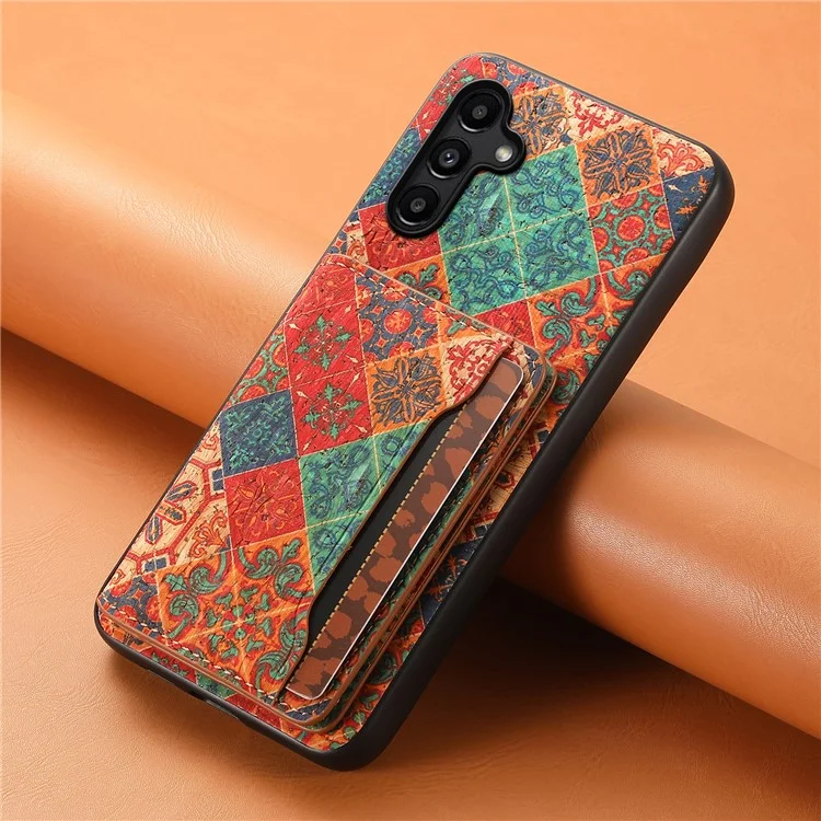 For Samsung Galaxy A15 5G Case Floral Pattern Card Slot Kickstand PU+TPU+PC Phone Shell - Winter / Blue