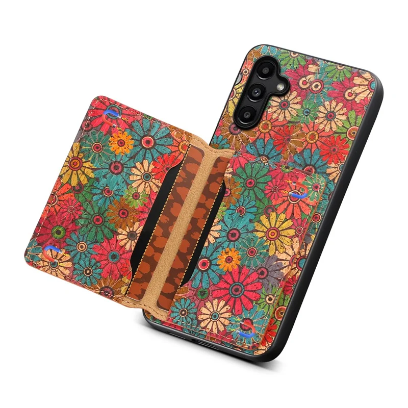 For Samsung Galaxy A15 5G Case Floral Pattern Card Slot Kickstand PU+TPU+PC Phone Shell - Spring / Green