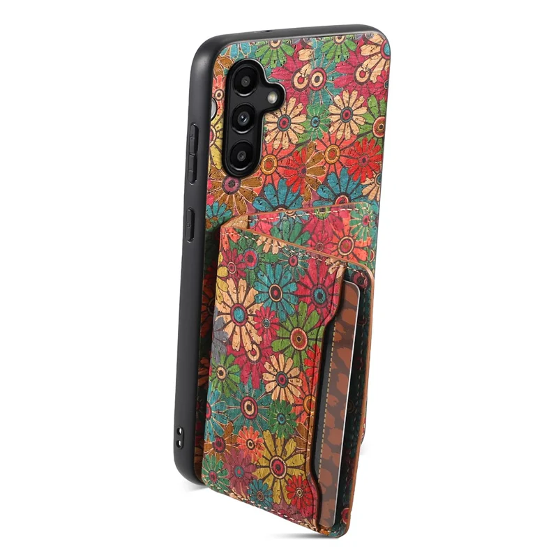 For Samsung Galaxy A15 5G Case Floral Pattern Card Slot Kickstand PU+TPU+PC Phone Shell - Spring / Green