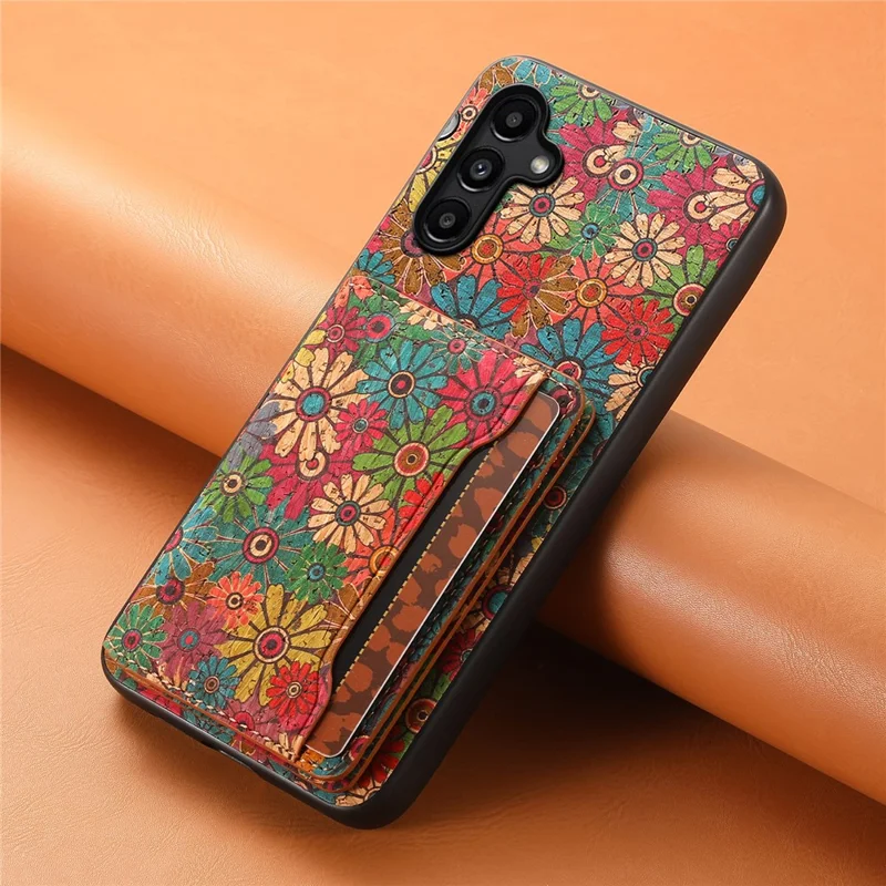 For Samsung Galaxy A15 5G Case Floral Pattern Card Slot Kickstand PU+TPU+PC Phone Shell - Spring / Green
