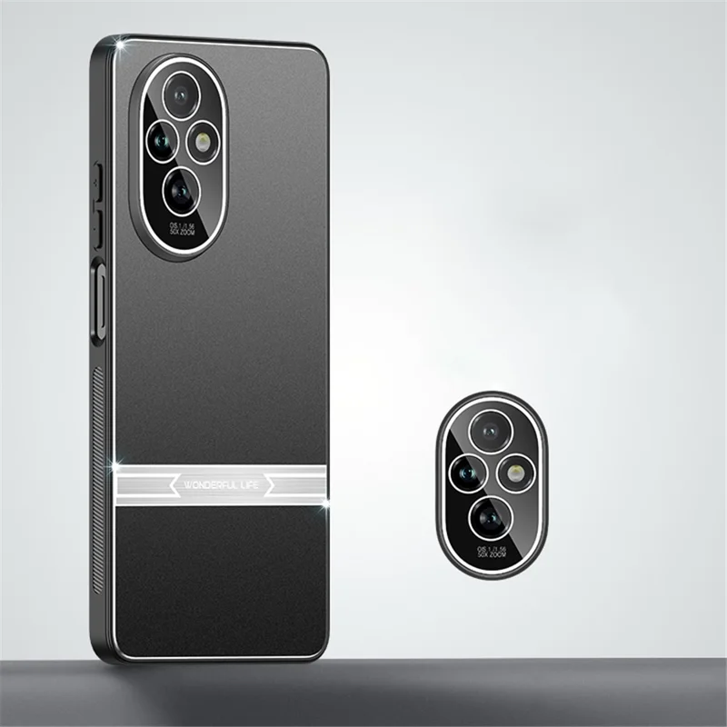 For Honor 200 5G Case Metal+PC+TPU Drop-Proof Matte Phone Cover - Black+Silver