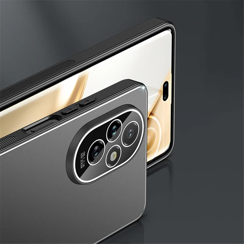 For Honor 200 5G Case Metal+PC+TPU Drop-Proof Matte Phone Cover - Black+Silver