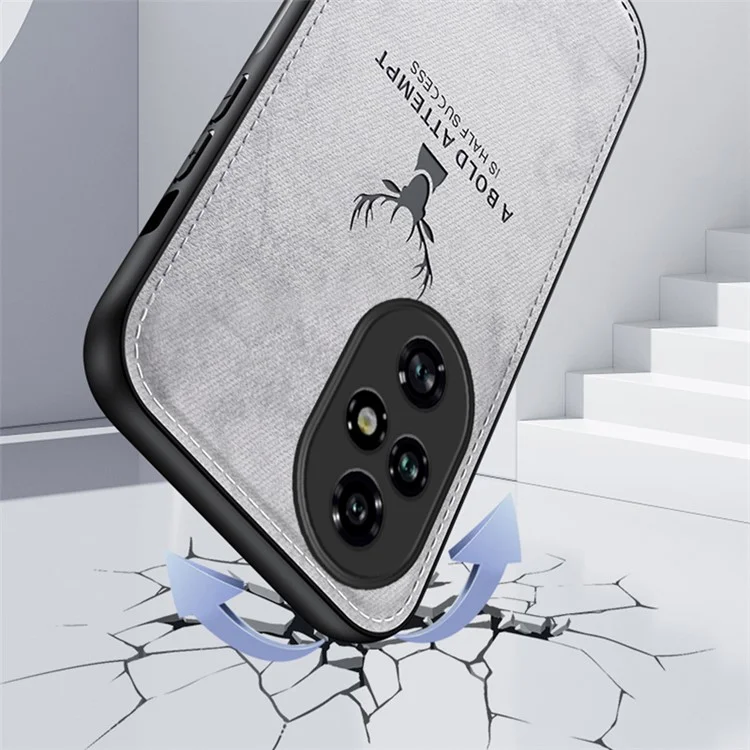For Honor 200 Pro 5G Case Leather Back Soft Texture Deer Pattern Phone Cover - Black