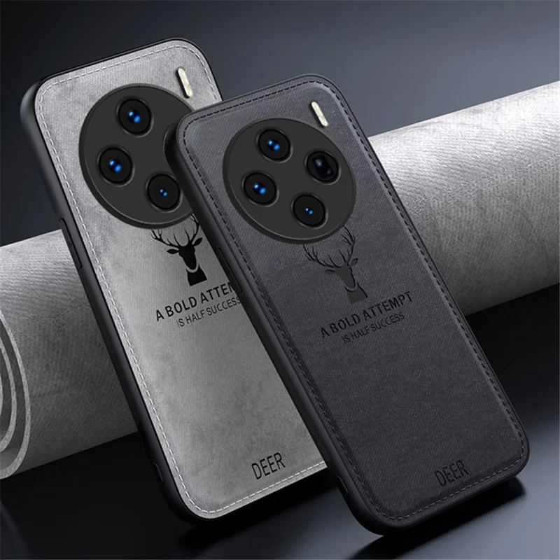 Per vivo X100s 5G Case Deer Pattern Leather+PC+TPU Protective Phone Cover - Nero