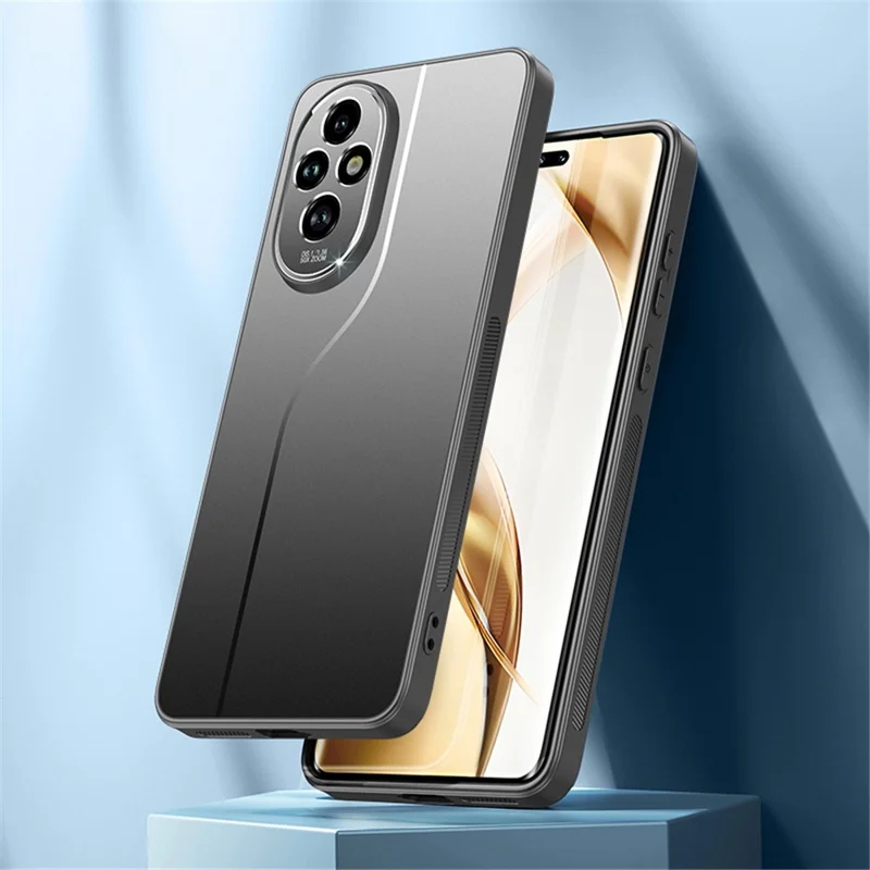 For Honor 200 5G Case Drop Proof PC+TPU Phone Cover with Metal Lens Cover - Black