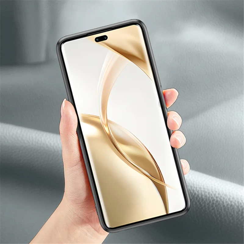 Per Honor 200 Pro 5G Case Wood Texture Leather Coated TPU Phone Protective Cover - Blue