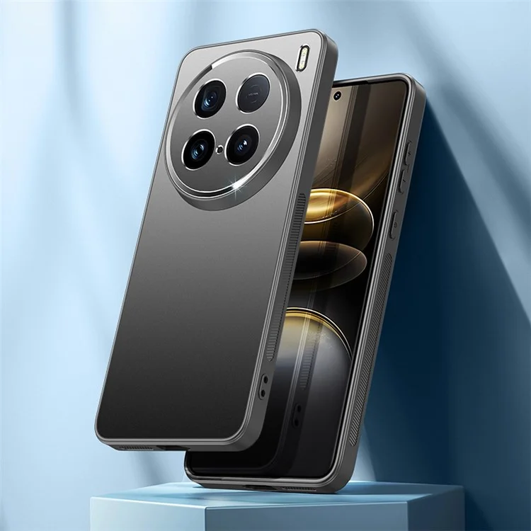 Für vivo X100 Ultra 5G Case PC+TPU Phone Shell mit Metalllinsenabdeckung - Schwarz
