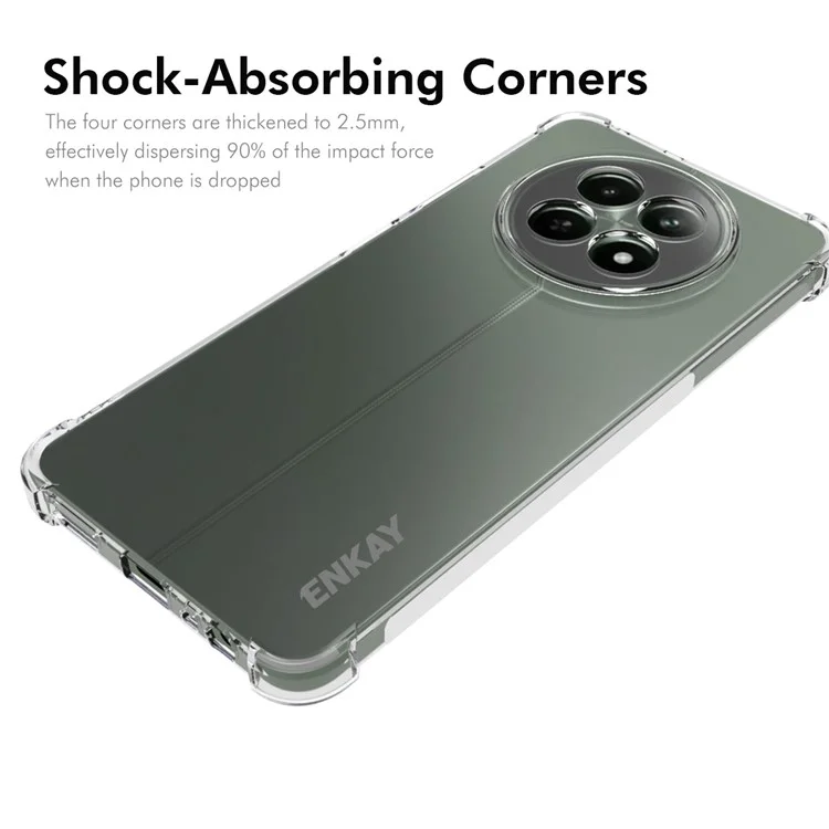 ENKAY HAT PRINCE For Realme 12 5G Case Non-Slip Clear TPU Phone Cover Corners Protection