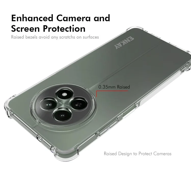 ENKAY HAT PRINCE For Realme 12 5G Case Non-Slip Clear TPU Phone Cover Corners Protection