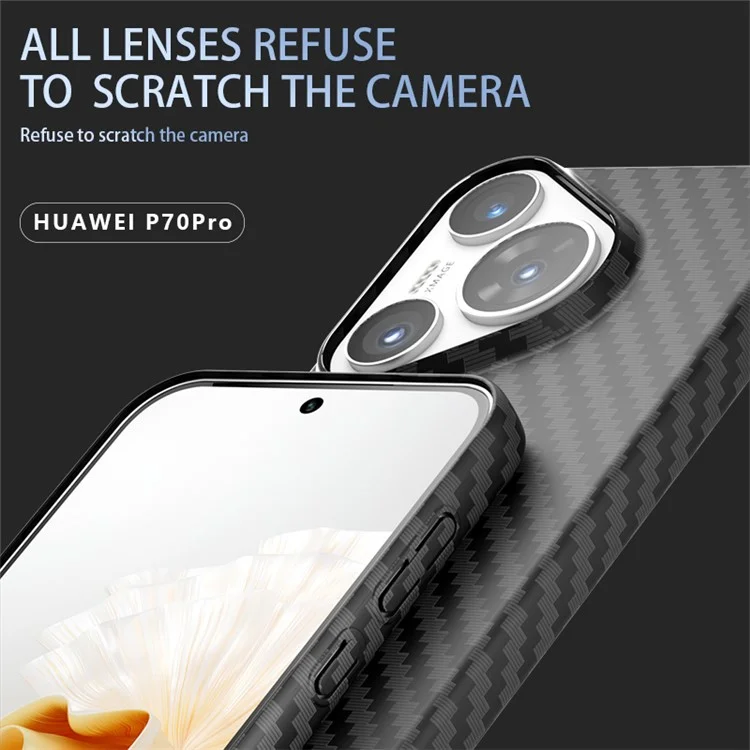 Для Huawei Pura 70 Pro / Pura 70 Pro+ Чехол с текстурой углеродного волокна PC Phone Cover - Черный