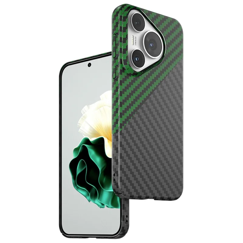Per Huawei Pura 70 Pro / Pura 70 Pro+ Custodia Texture in Fibra di Carbonio PC Cover per Telefono - Nero+Verde