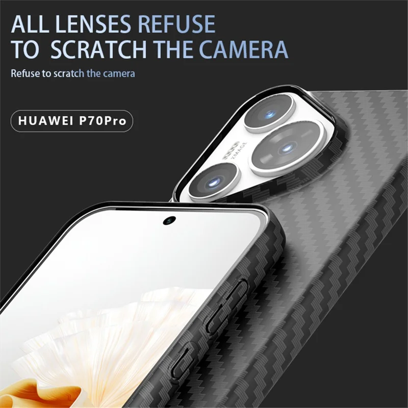 Per Huawei Pura 70 Pro / Pura 70 Pro+ Custodia Texture in Fibra di Carbonio PC Cover per Telefono - Nero+Verde