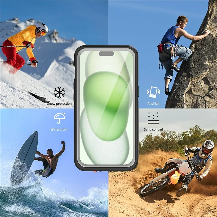 TB Protective Case For iPhone 15 Kickstand IP68 Waterproof Phone Cover Compatible with MagSafe