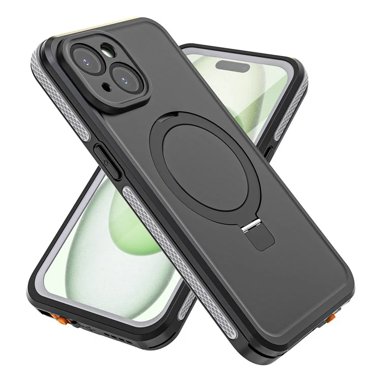 TB Protective Case For iPhone 15 Kickstand IP68 Waterproof Phone Cover Compatible with MagSafe