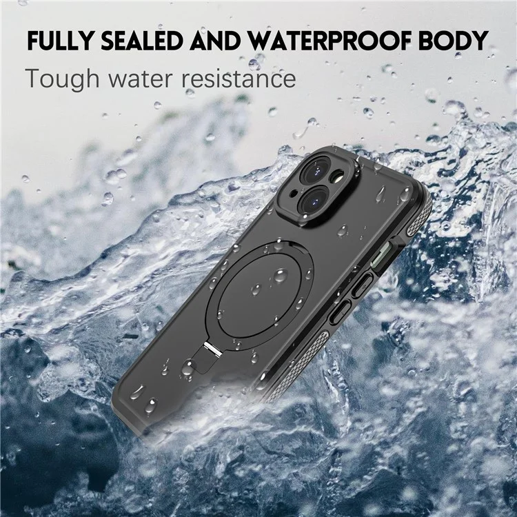 TB Protective Case For iPhone 15 Kickstand IP68 Waterproof Phone Cover Compatible with MagSafe