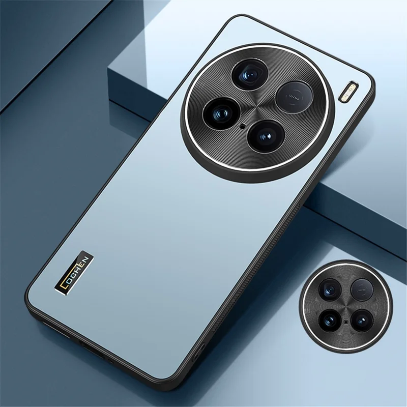 Pour vivo X100 Ultra 5G Étui PC+TPU Anti-rayures Housse de téléphone portable avec couvercle en métal pour l'objectif - Bleu