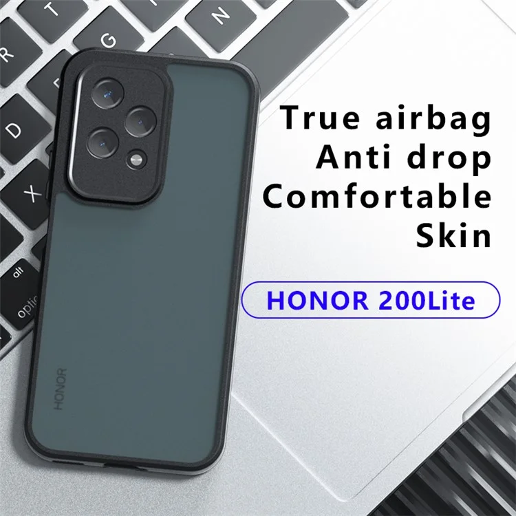 Чехол For Honor 200 Lite Matte Case TPU+PC, кожаный корпус для телефона оптом, прозрачный черный