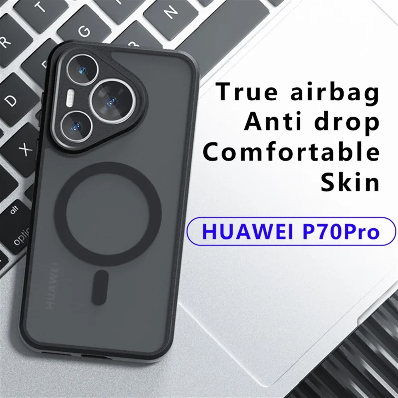 For Huawei Pura 70 Pro / Pura 70 Pro+ Case Magnetic Case TPU+PC Matte Phone Cover - Transparent Black
