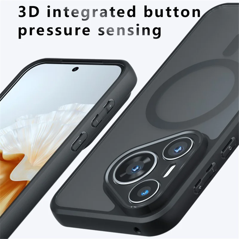 For Huawei Pura 70 Pro / Pura 70 Pro+ Case Magnetic Case TPU+PC Matte Phone Cover - Transparent Black