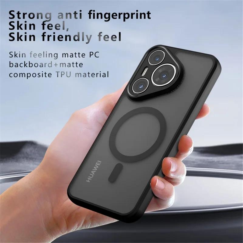 For Huawei Pura 70 Pro / Pura 70 Pro+ Case Magnetic Case TPU+PC Matte Phone Cover - Transparent Black