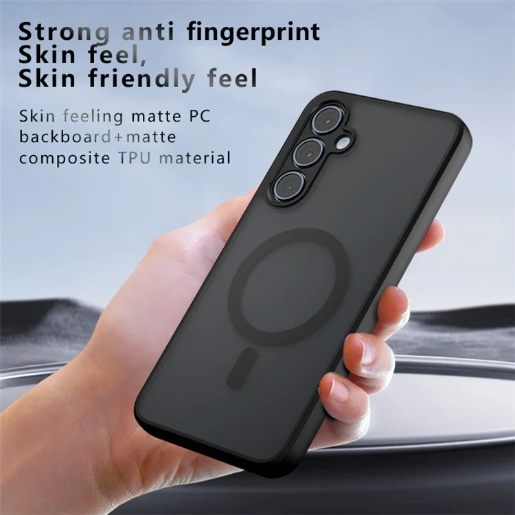 Per Samsung Galaxy A55 5G Custodia Magnetica Case TPU+PC Armor Protective Phone Cover Anti-Impronta Digitale - Nero Trasparente